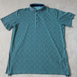 Greyson Blue Polo Shirt with Geometric Pattern
